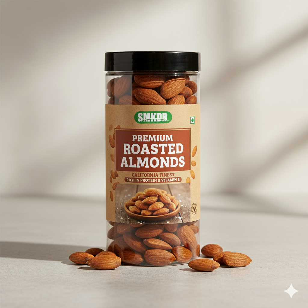 Fuel Your Day with SMKDR Premium Roasted Almonds – Crunch, Nutrition & Pure Goodness!