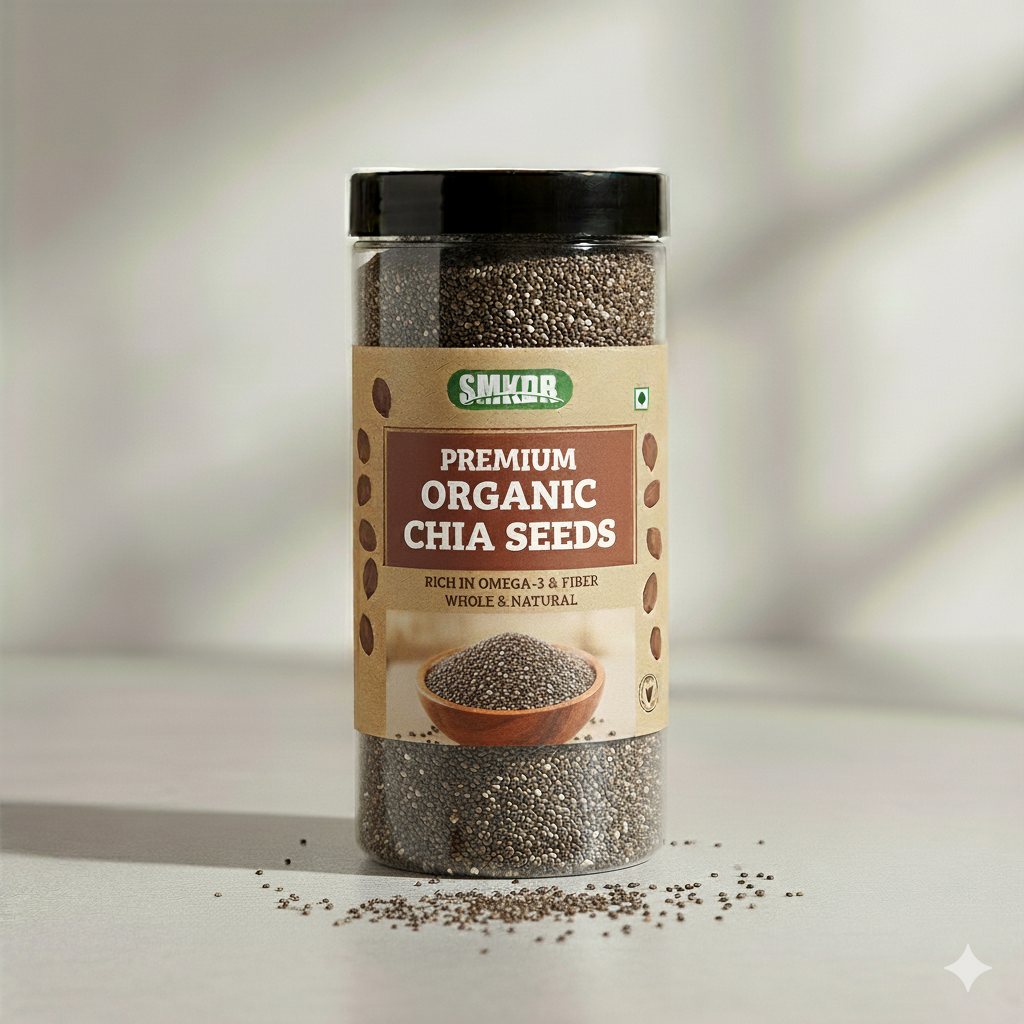 SMKDR Organic Chia Seeds – Premium, Whole & Natural Superfood for Energy, Fiber & Omega-3.