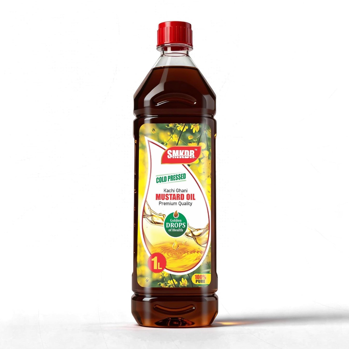 SMKDR Kachi Dhani Mustard Oil Cold Pressed 1 Ltr - Helps Manage Cholesterol, Goodness of Omega 3 with Authentic Seed Flavour