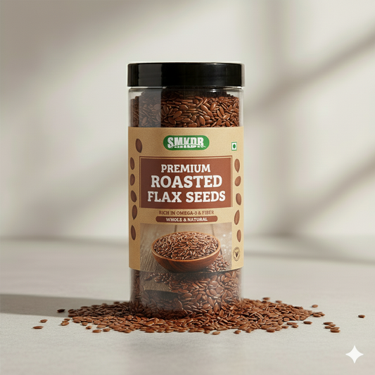SMKDR Premium Roasted Flax Seeds – A crunchy, nutritious superfood rich in Omega-3 fatty acids.